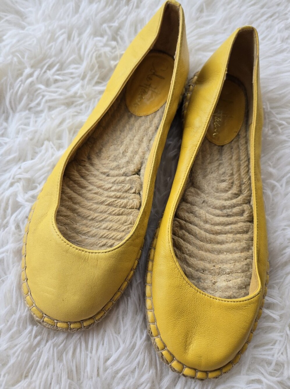 Cole Haan Aimee Sunflower Yellow Leather Espadrille Ballet Flat US7